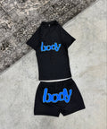 Bodybyraventracy black/blue shorts set