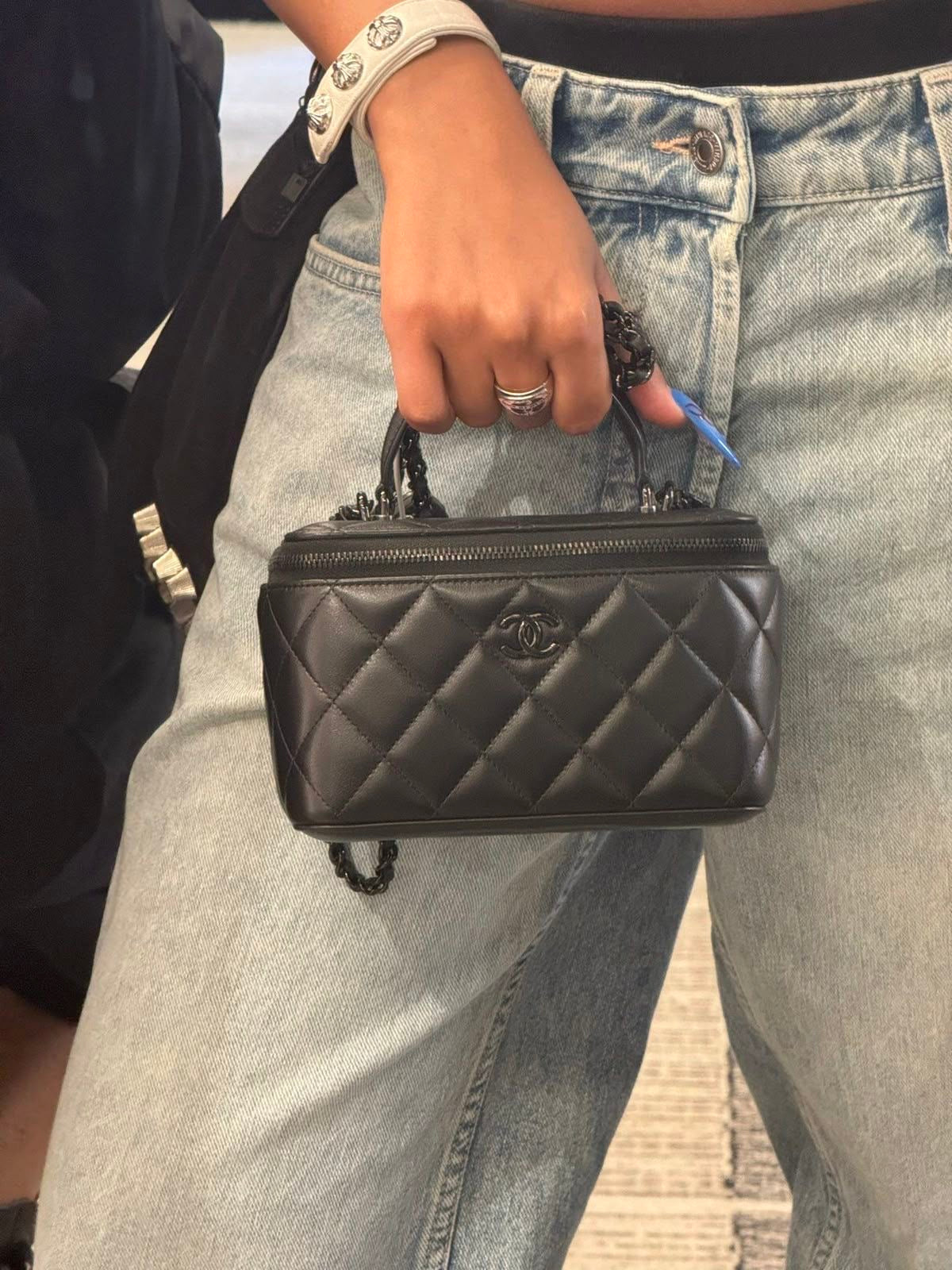 Chanel all black vanity bag