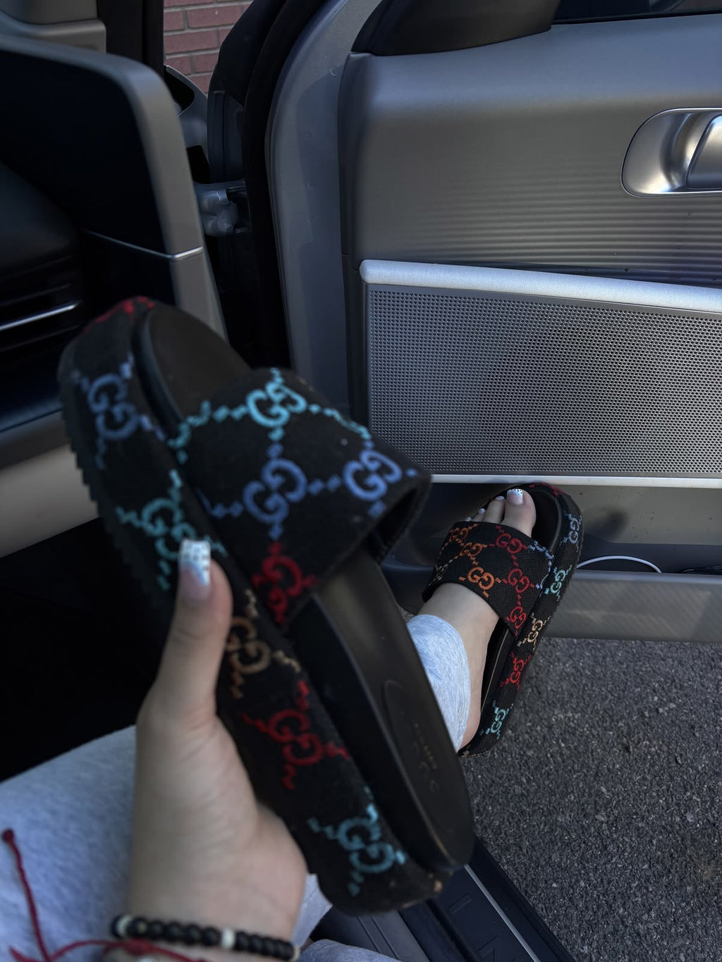 Gucci Multi Color Platform Sandals