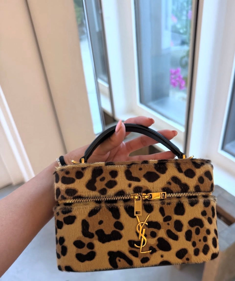 YSL animal print vanity bag