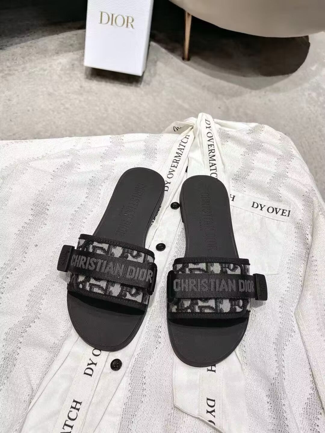 Christian Dior Sandals black white grey
