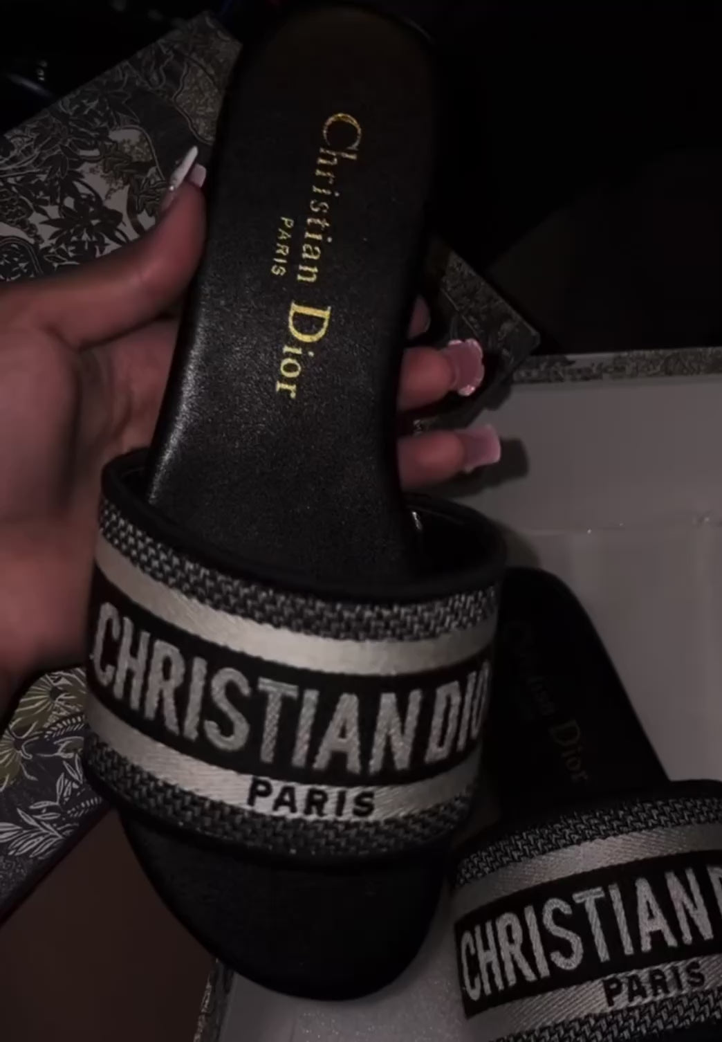Christian Dior Sandals black white